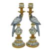 Blue Parrot Candle Holders